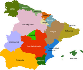 Wall Mural - Spain Political Map