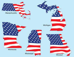 Wall Mural - Massachusetts, Michigan, Minnesota, Mississippi and Missouri