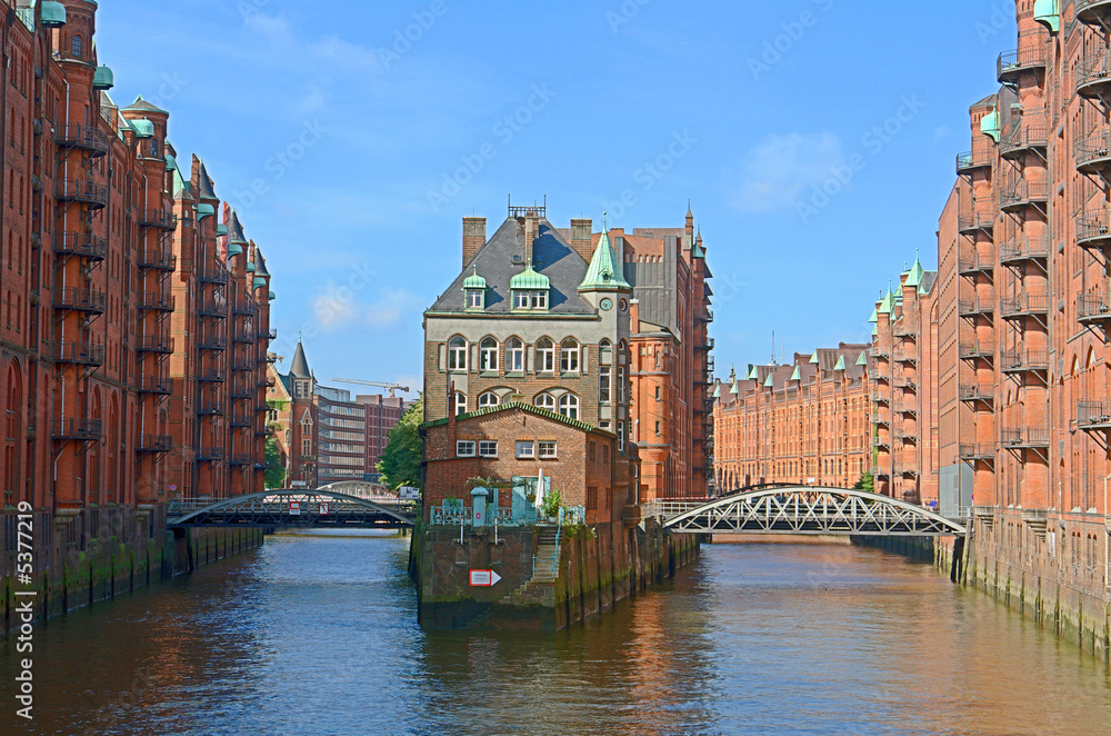 Fotovorhang - Speicherstadt in Hamburg