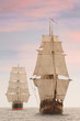 Tall wooden vintage sailing ships