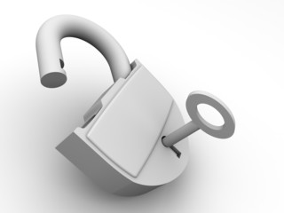 Poster - Padlock with keys. 3d