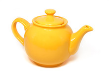 Yellow Tea Pot Isolated On White