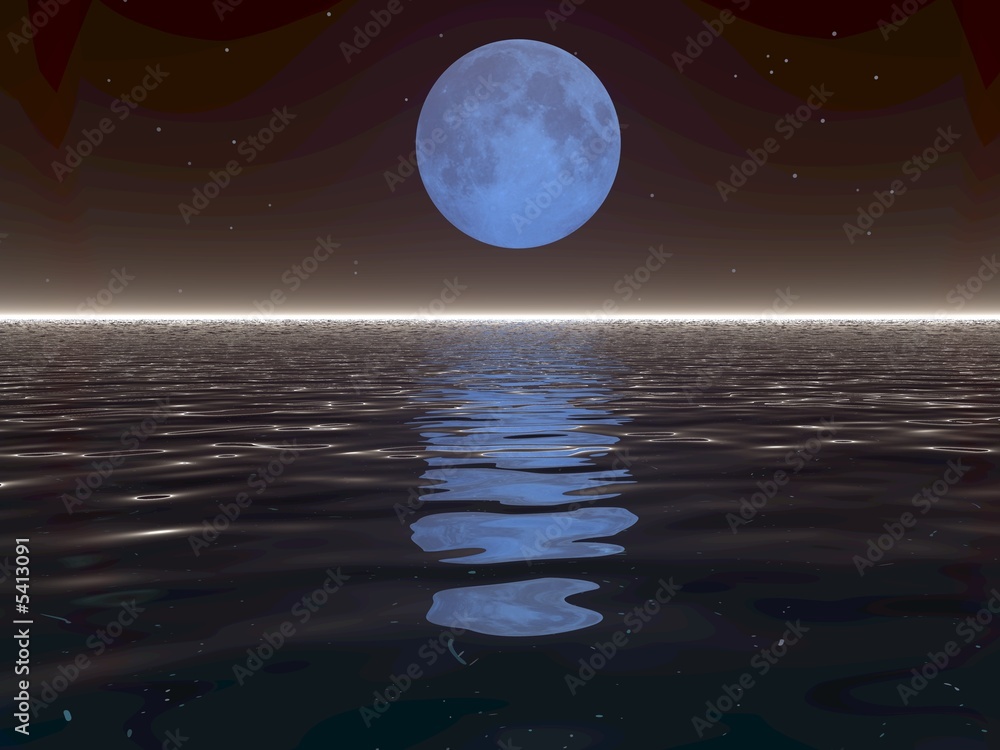Surreal Moon and Water - obrazy, fototapety, plakaty 