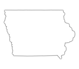 Wall Mural - Iowa (USA) outline map with shadow.