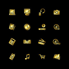 Wall Mural - Gold e-shop icons