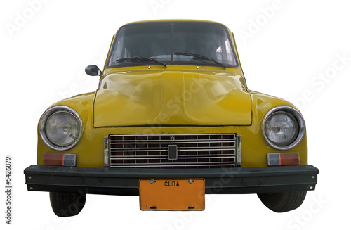 Photo classic yellow retro car isolated - cuba