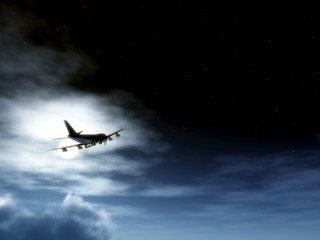 Wall Mural - Plane In Flight At Night 3