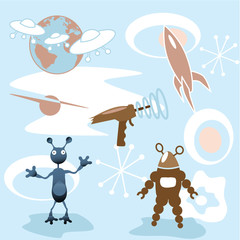retro 50's outer space set