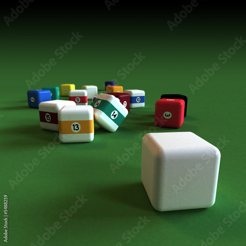 Billiards game with cubic cue ball 4