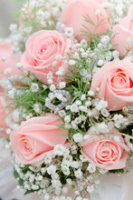 Wedding Bouquet From Pink Roses Close Up