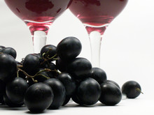 Brunch Of  Grapes On Background With Wineglasses