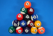 15 Spot And Stripes Pool Balls Triangle.