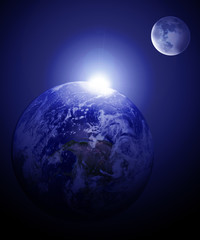 Wall Mural - Earth and moon in outer space