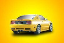 Yellow Sports Car In Yellow Background