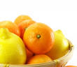 Ripe by mandarine orange tropic fruit isolated over white
