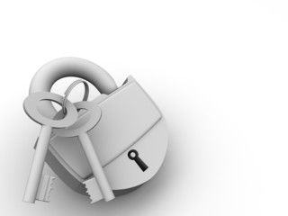 Poster - Padlock with keys. 3d
