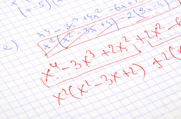 hand written maths calculations with teacher's corrections 