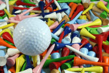 golf tees and golf ball for copy space