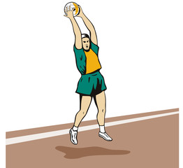 Poster - Netball player jumping to catch ball