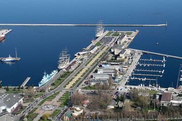 view on gdynia city port from the plane