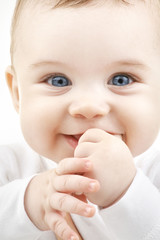 bright closeup portrait of adorable baby