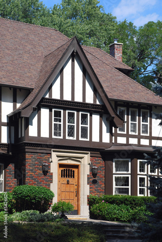 Front Door Of Tudor Style House This Stock Photo And