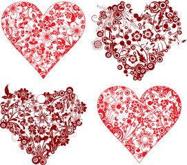 Canvas Print - Valentine background, hearts, vector illustration