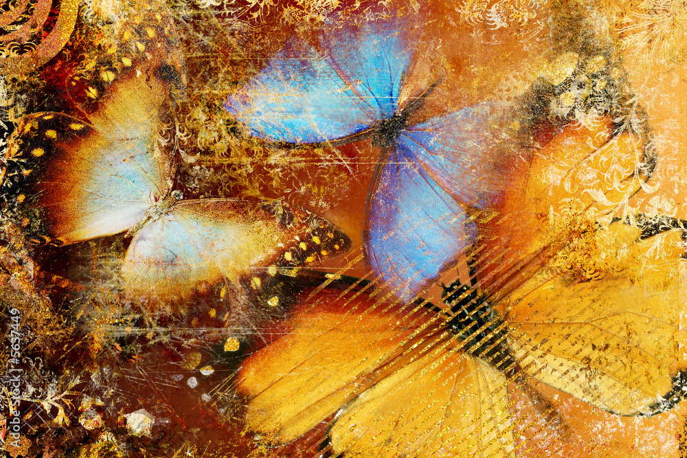 messy butterflies  - artistic clip-art - obrazy, fototapety, plakaty 
