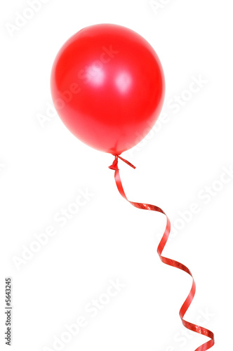Fotografie, Obraz Red balloon with ribbon isolated on white background