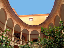 Round Spanish Patio With Arcade Gallery And Colonnade