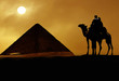 canvas print picture Symbol Egypt's - pyramid, camel, sand and sun 