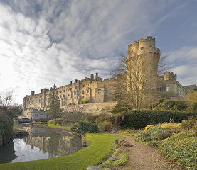 A view of warwick castle and the river avon,