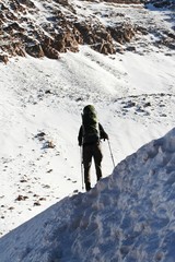 Wall Mural - the climb on snowy  peak