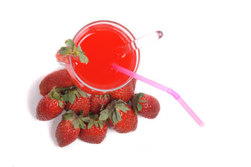 Canvas Print - fresh strawberry drink on the white background