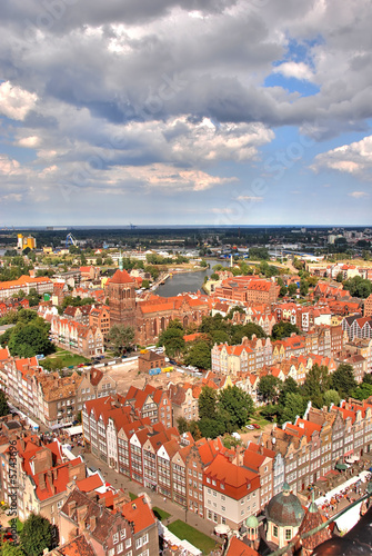 Obraz na płótnie canvas trzyczęściowy "tryptyk" Panorama gdańska