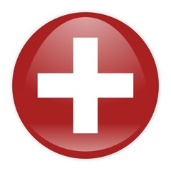 Poster - white cross on red aqua button