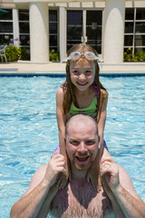 Wall Mural - Father Daughter in Pool