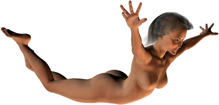 Nackte Fallschirmspringerin