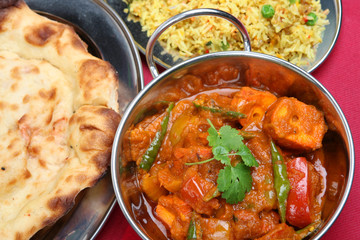 Sticker - Chicken curry with naan bread and pilau rice