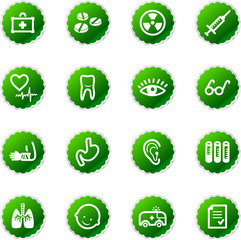 Wall Mural - green sticker medicine icons