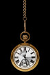 Gold pocket watch with motion blur on the hands