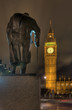 Statue of Winston Churchill overlooking Westminster Palace