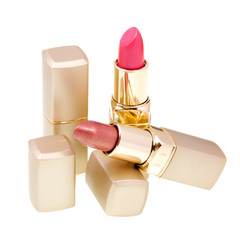 Close-up view to lipstick on white background