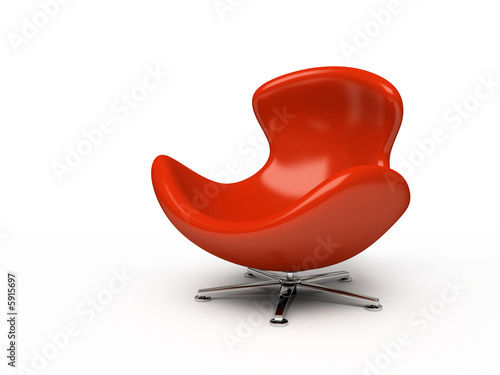 Fotografie, Obraz Leather red armchair isolated on white background