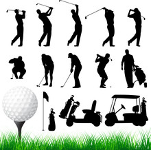 Vector Golfer Silhouettes 