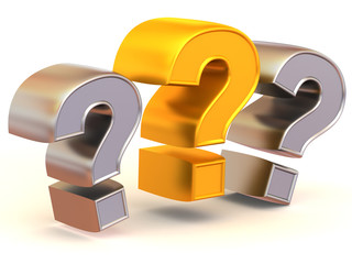 Poster -  Three signs on a question. 3d