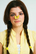 Yellow butterfly on nose