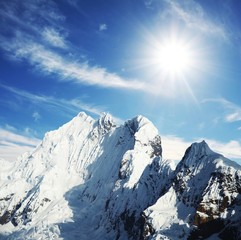 Canvas Print - Snowcovered high mountain in Cordilleras