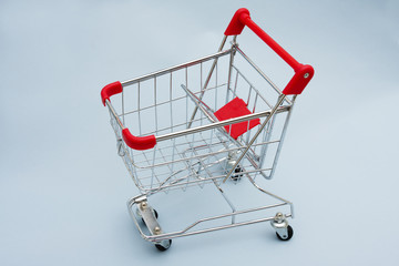 Shopping Cart with blue background with copy space