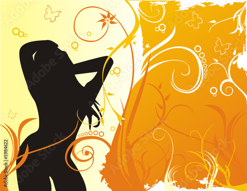 Plakat na zamówienie vector floral woman dancing music